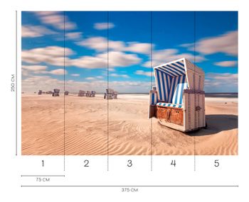 Fototapeta kosz plażowy w beżowo-niebieskich odcieniach